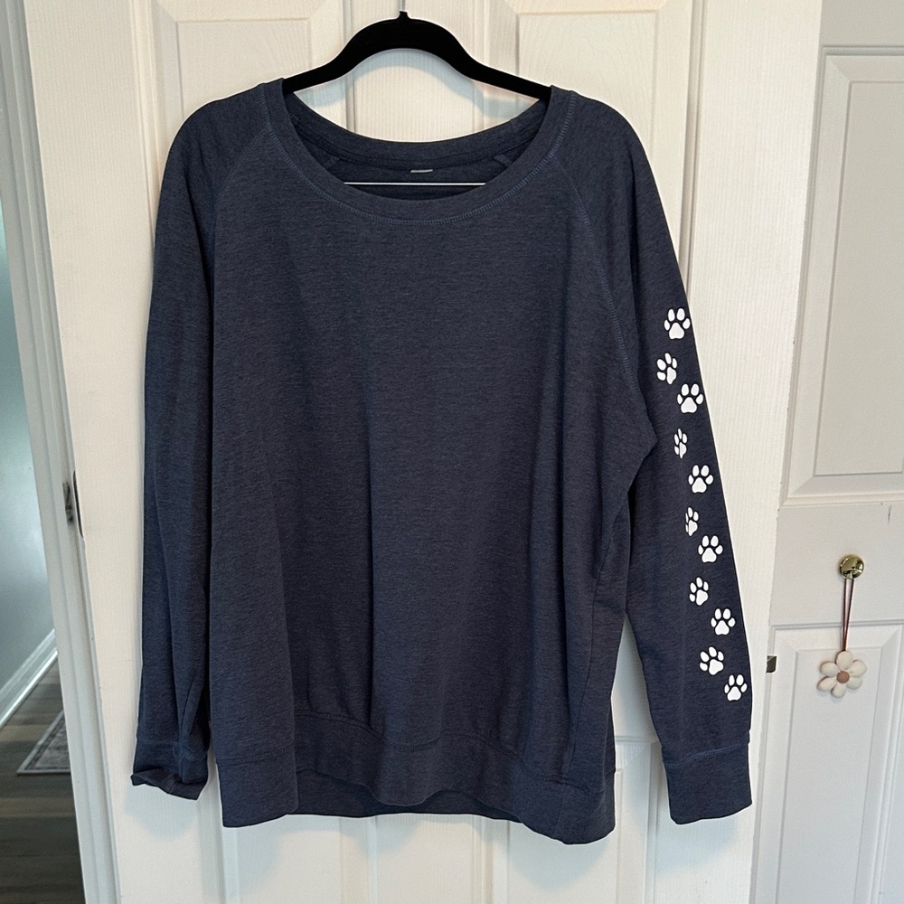 Women's Navy Blue Paw Print Sweater